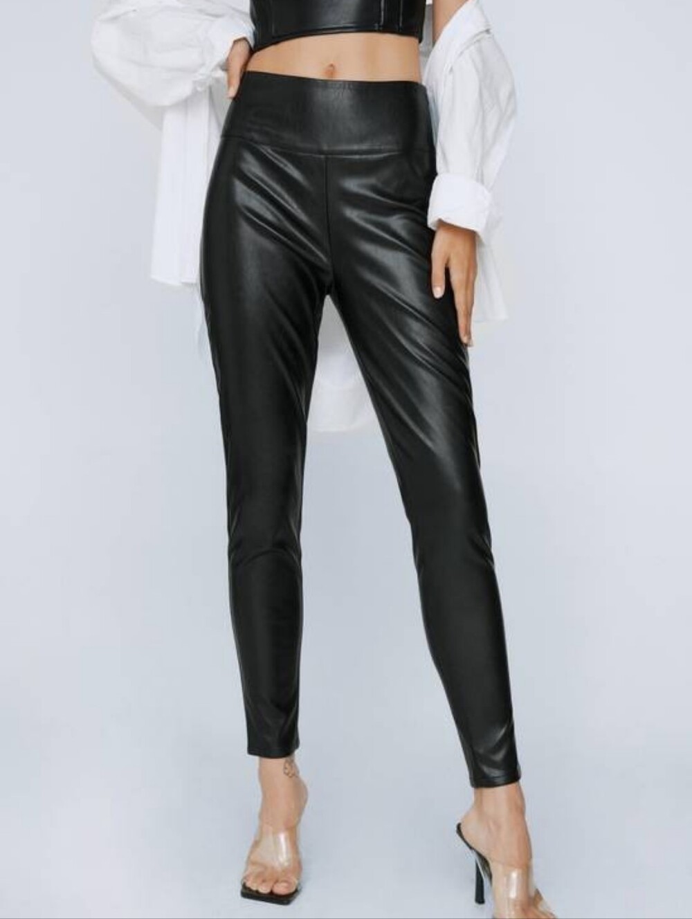 10 NWT Nasty Gal Faux Leather Skinny Trousers in Black